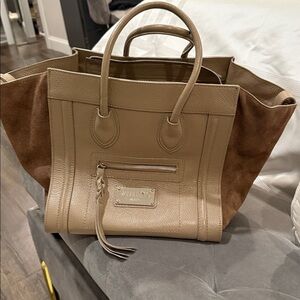 Valentino Tan Leather suede Tote
